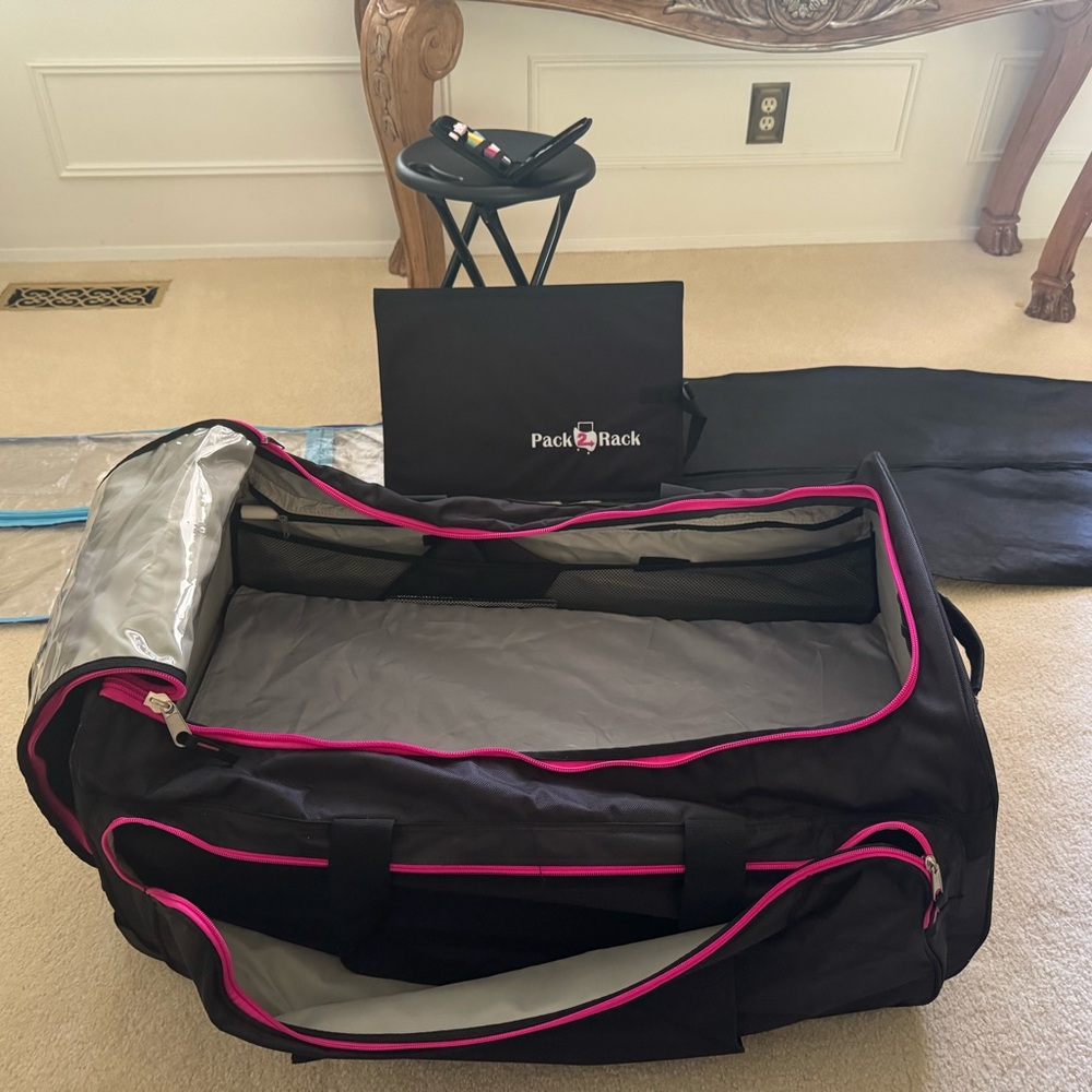 Pack2Rack + 2 pack2rack & 3 garment bags + foldable stool & mirror + sewing kit